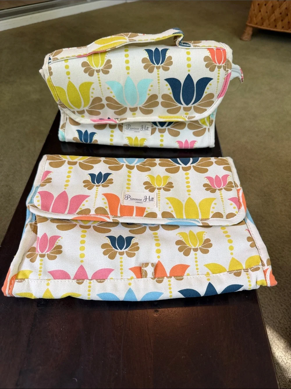 Primrose Hill Multicolor Floral Cosmetic Bag Set - Cream